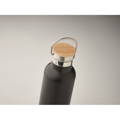 Botella lechera aislante de doble pared con tapa de madera